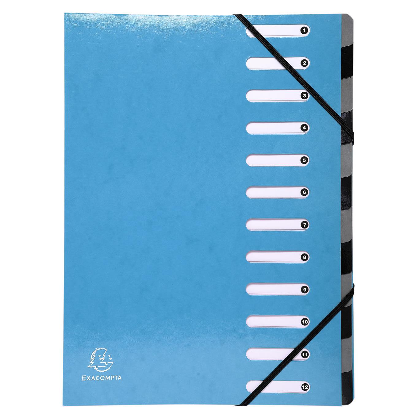 Trieur Exacompta Harmonika Iderama 12 compartiments - dos extensible  soufflet - capacit de 600 feuilles A4 - bleu clair