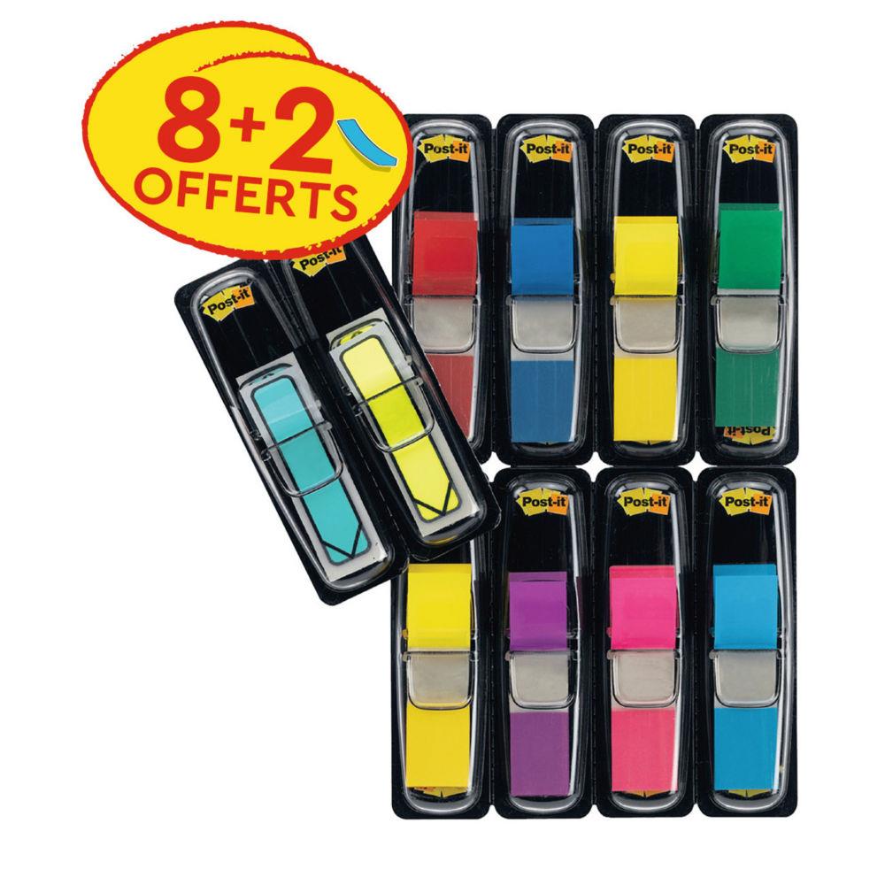 Lot de 8 x 50 Index Post-It format troit + 2 x 24 Index impression flche
