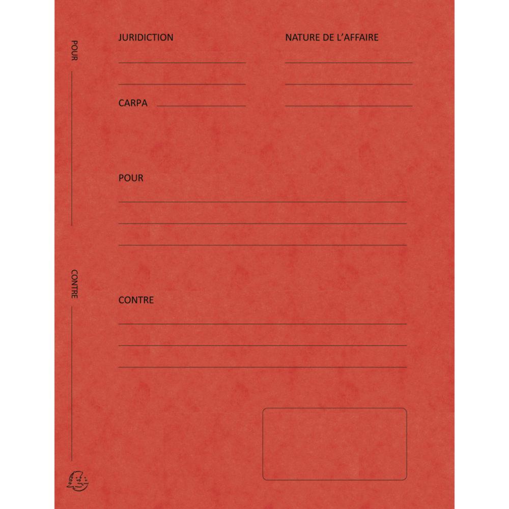 Dossiers de plaidoirie Exacompta pr-imprims en carte lustre coloris rouge - Lot de 25
