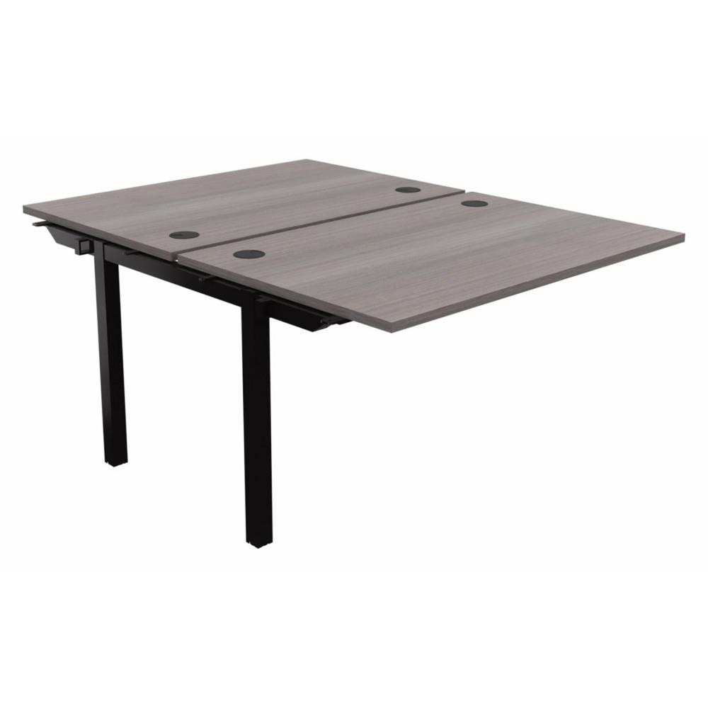 Bureau bench 2 postes Osmose suivant L120 x P163 cm Plateaux C�dre Pieds m�tal Noir