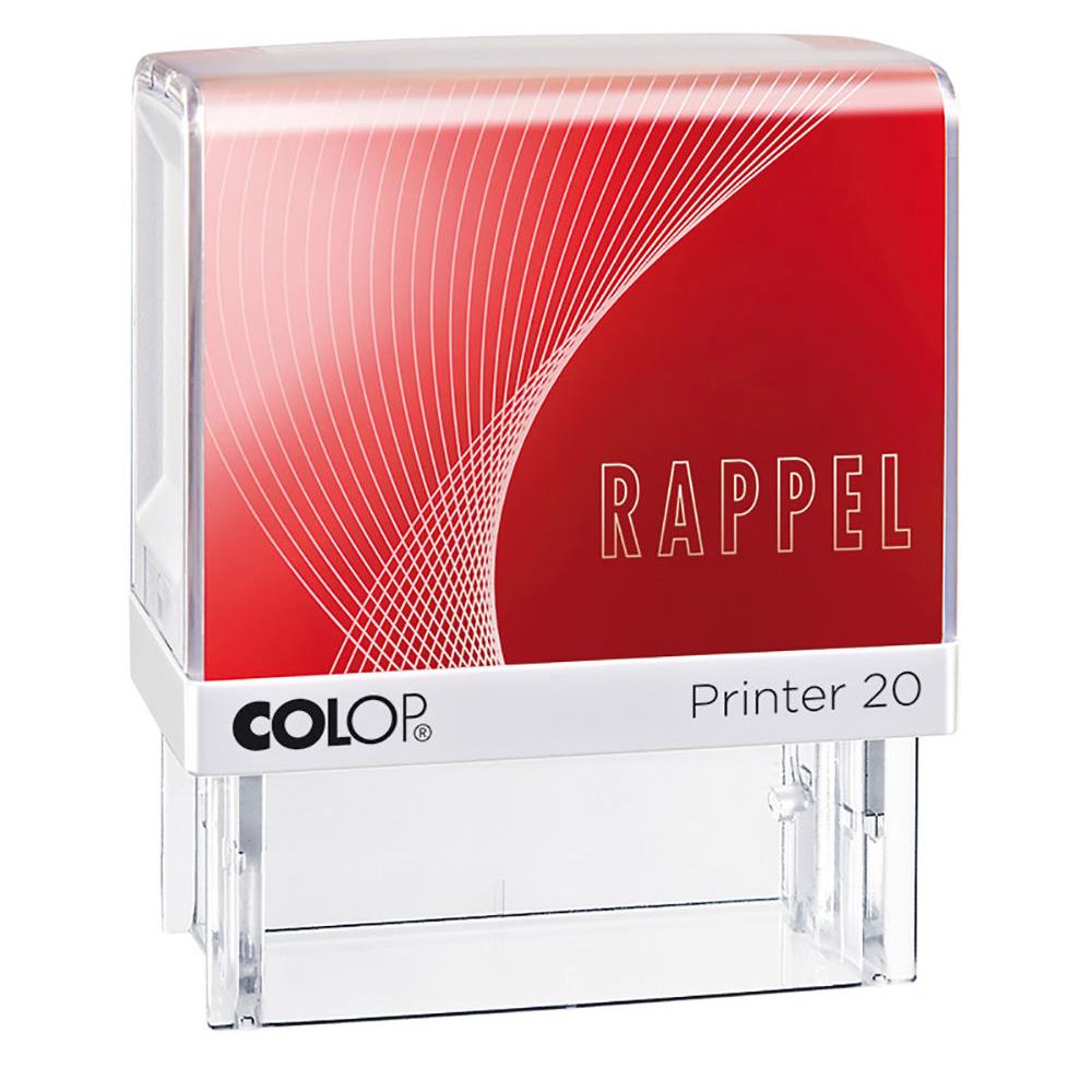 Tampon  formule Colop : RAPPEL - encrage automatique - empreinte rouge 38 x 14 mm