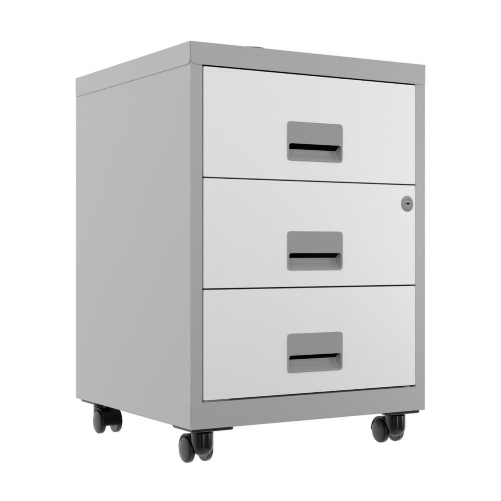 Caisson mobile Horizon - 3 tiroirs - aluminium - tiroirs blanc