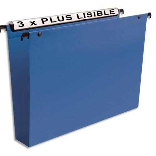 Dossiers suspendus en polypro Esselte - pour tiroir - fond 50 mm - bleu - lot de 10