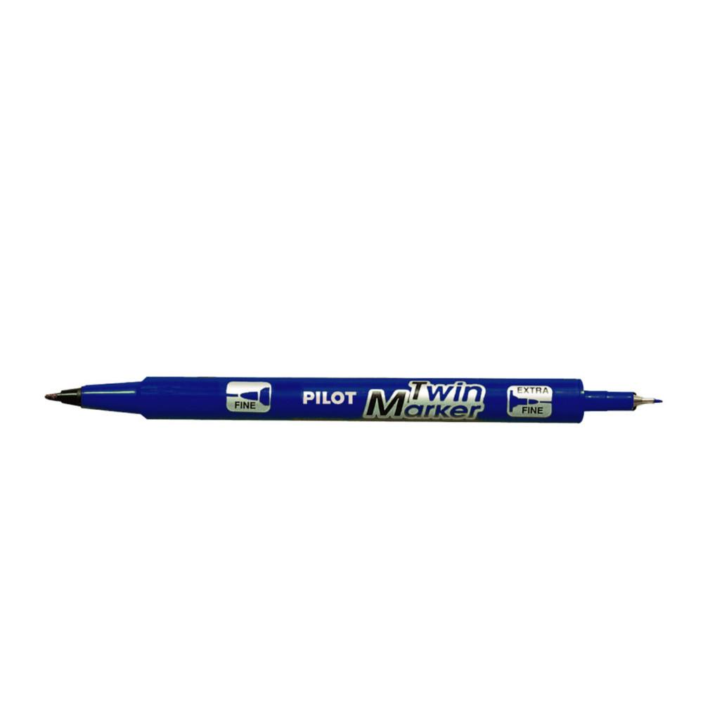 Marqueur permanent Pilot Twin Begreen -  2 pointes 0,3 mm - 0,5 mm - Bleu
