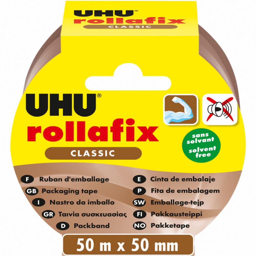 Ruban adhsif d'emballage en polypropylne silencieux Rollafix - 46 microns -  50 mm x 50 m - havane