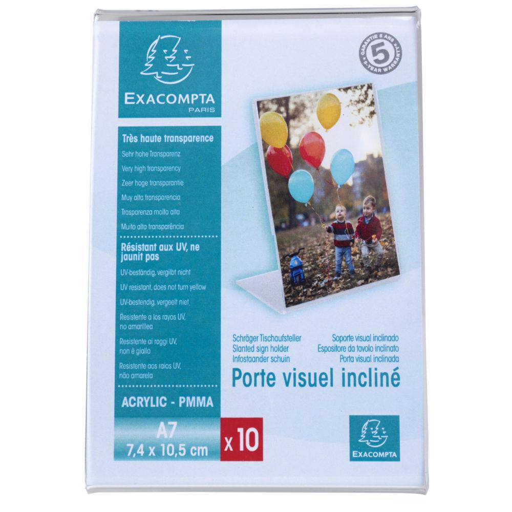 Prsentoir de table vertical inclin de carte de visite A7 Exacompta Cristal - Transparent - Lot de 10