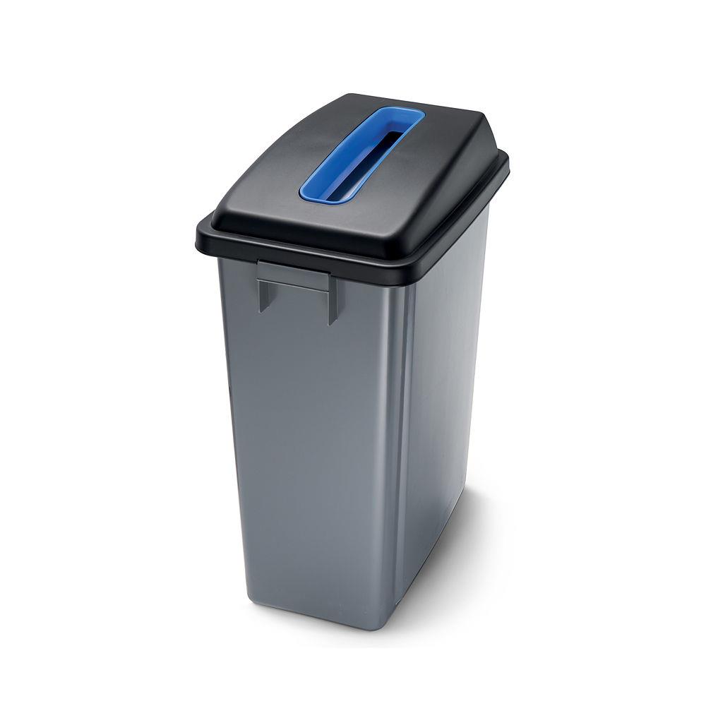 Poubelle de tri en plastique Raja -60 L - Noir et bleu