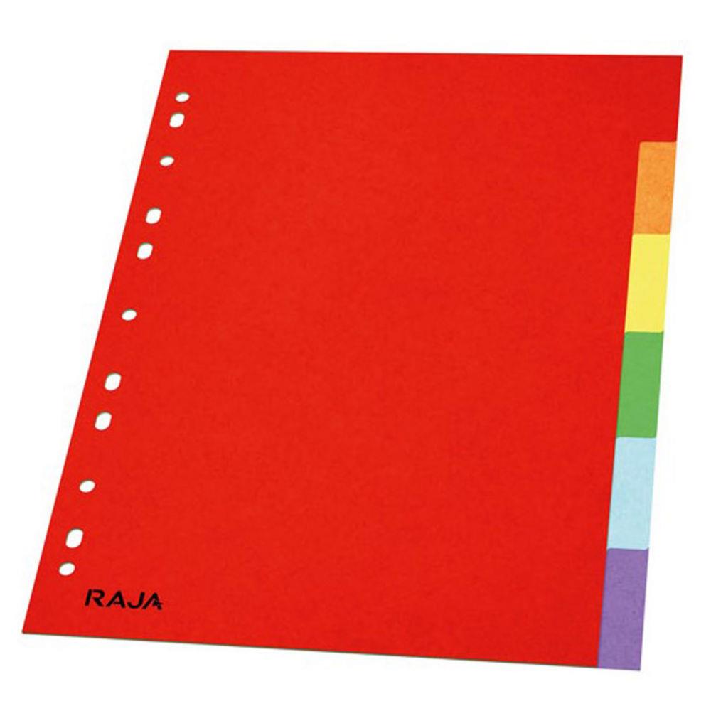 Intercalaires Raja - neutres -A4 - en carte standard - 160g - couleur - 6 onglets