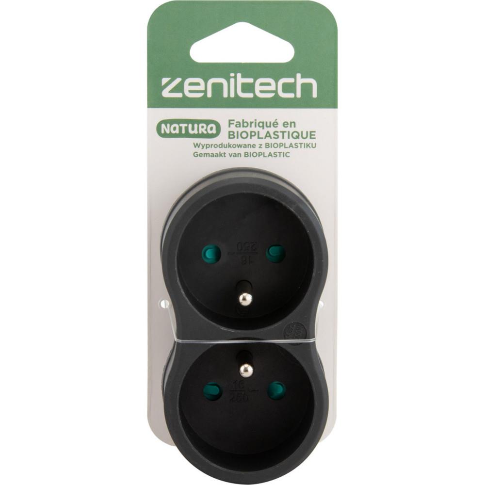 Multiprise murale Zenitech Bloc 2 prises secteur 16A Natura - Conception Bioplastique - Biplite Noire