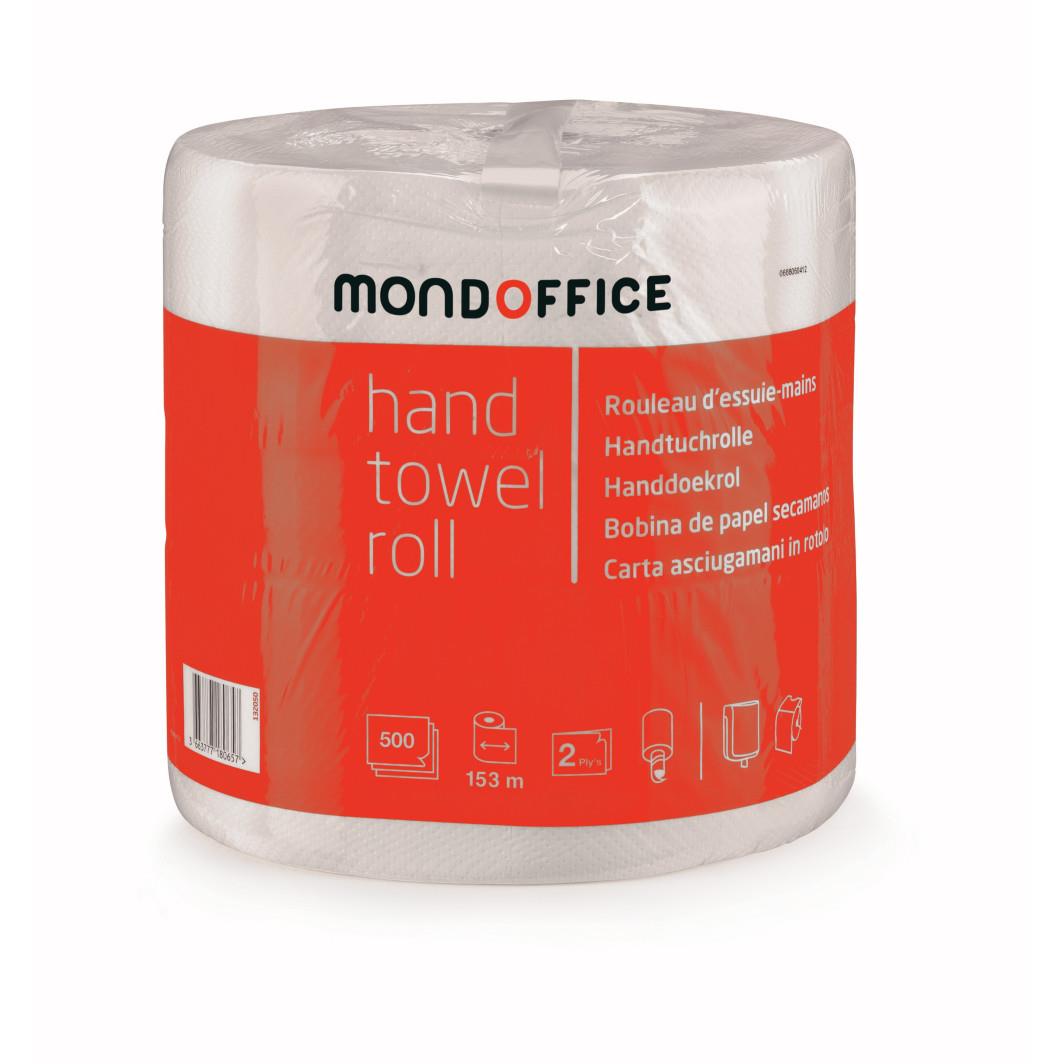 Rouleau d'essuie-mains en papier - double paisseur - gaufr - 500 feuilles - 234 mm - blanc - rouleau 156 mtres