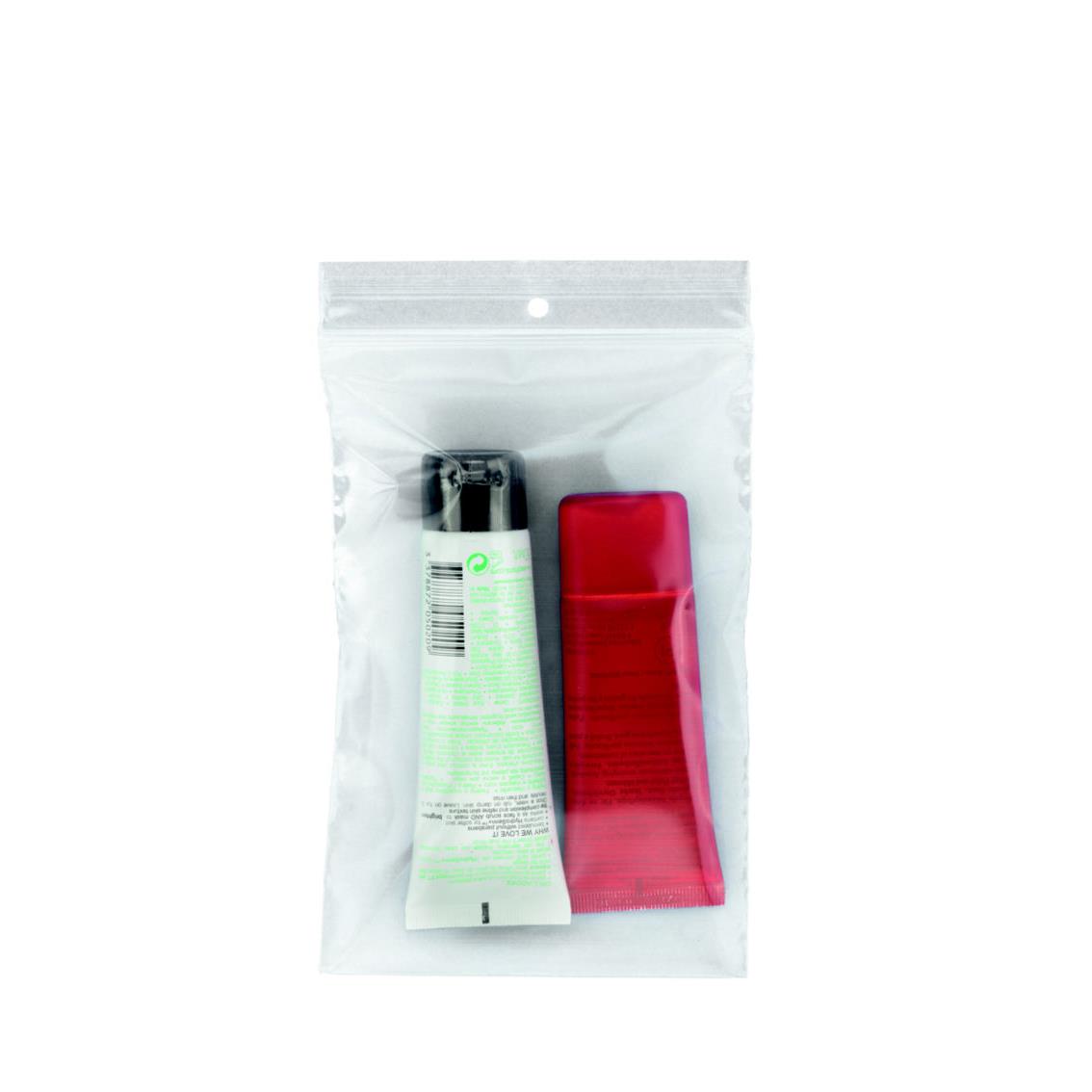 Sachet plastique Raja  fermeture zip - 12 x 18 cm - Epaisseur 50 microns - Transparent (paquet 1000 units)