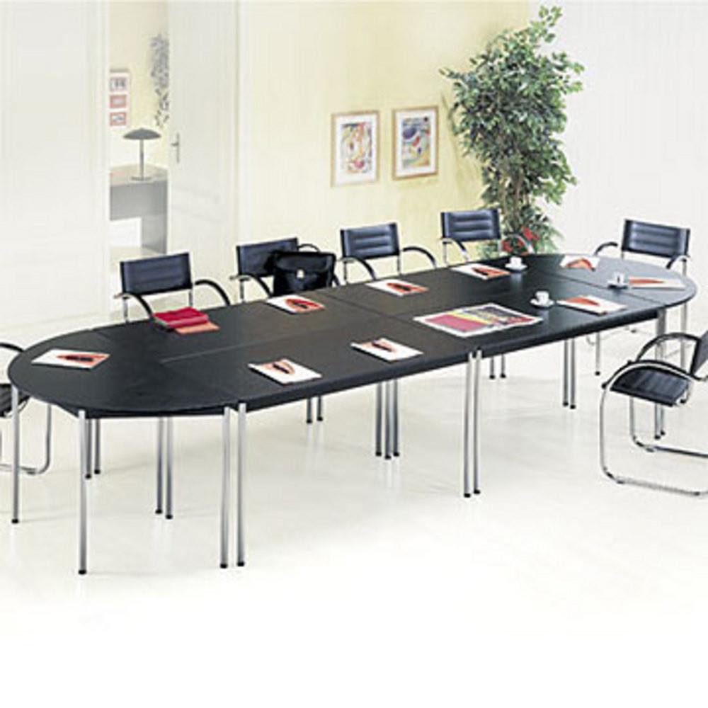 Table Modulaire Galilea 1,2 rond - L 140 x P 70 cm - plateau frne noir - pieds noirs