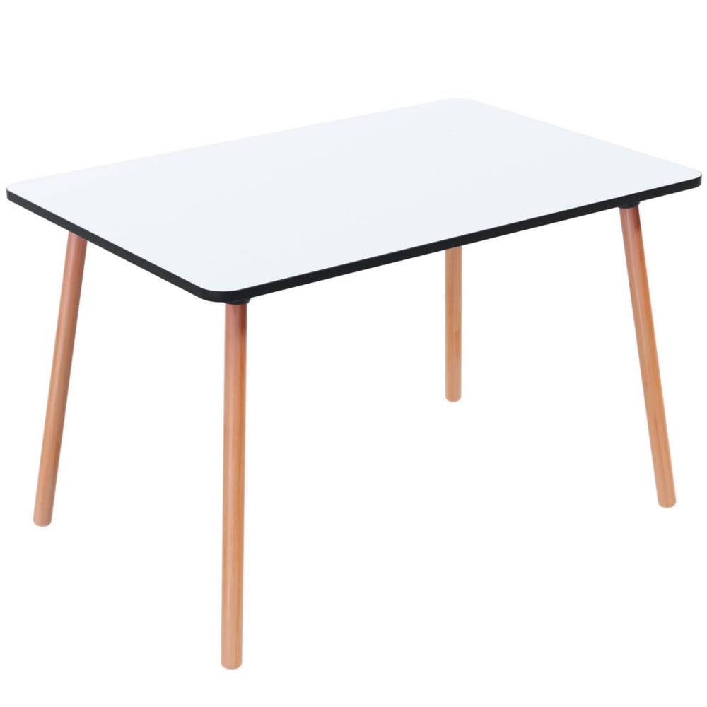 Table de restauration rectangulaire Palomba 120 x 80 cm - Plateau Blanc - Pieds Htre massif vernis
