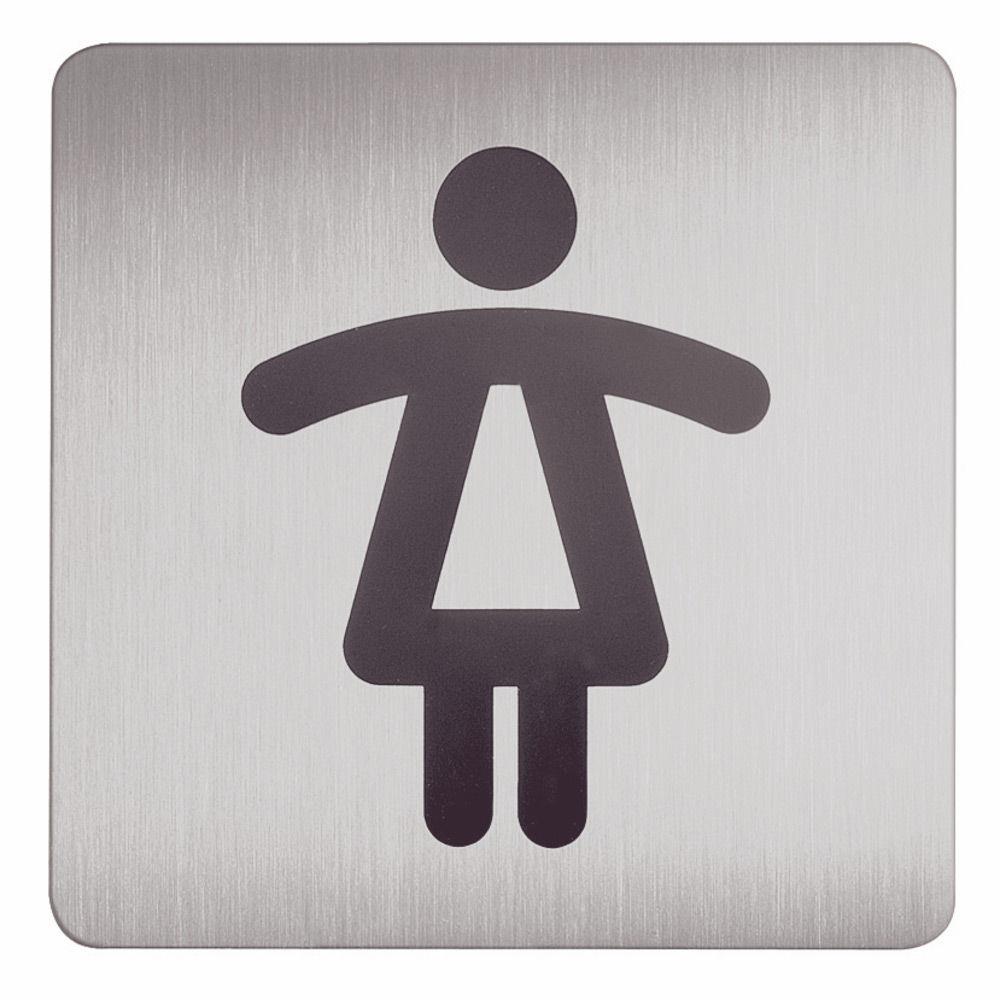 Plaques de signalisation Toilettes Femmes argent mtallis - 15x15 cm