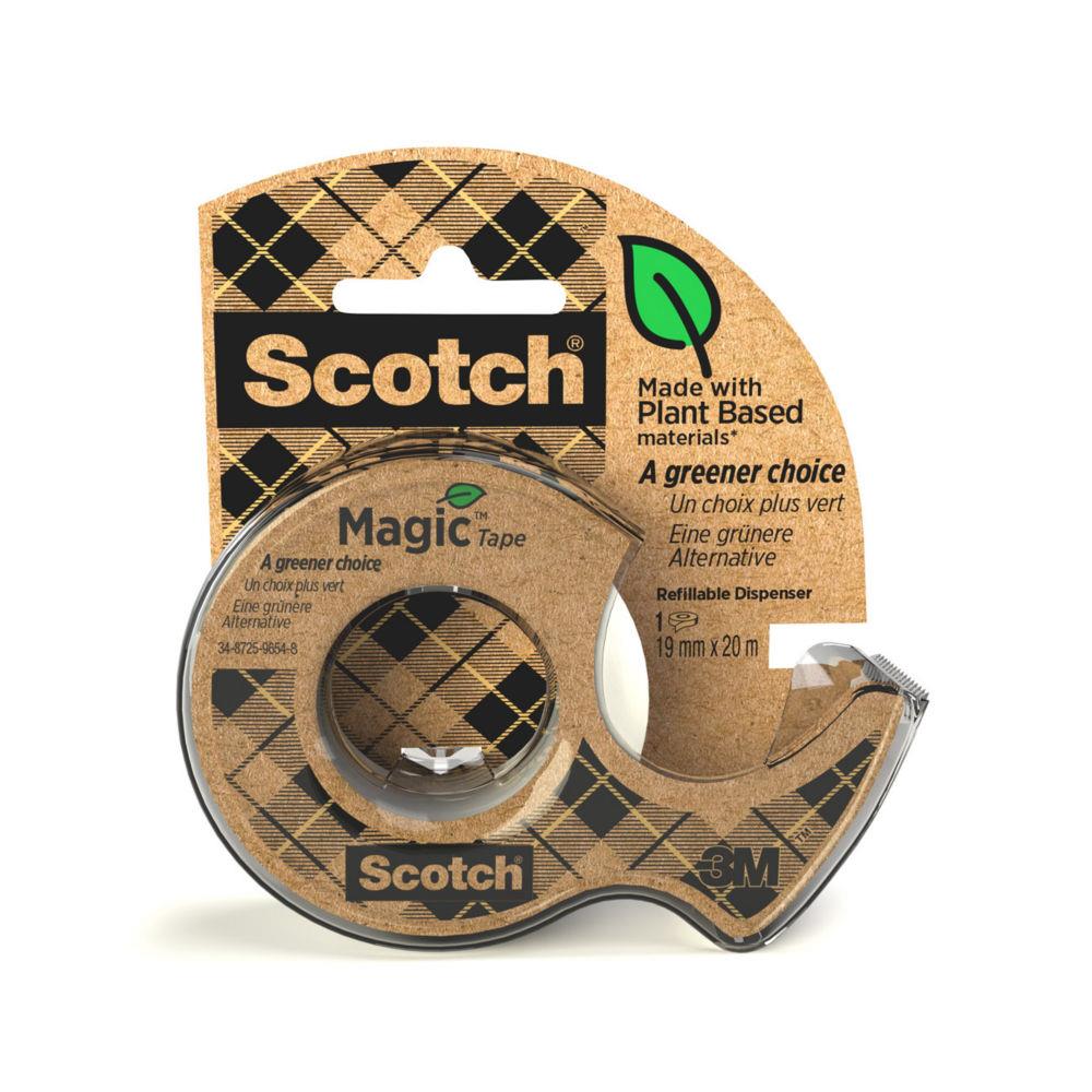 Dvidoir  main transparent en plastique recycl avec rouleau Magic recycl Scotch