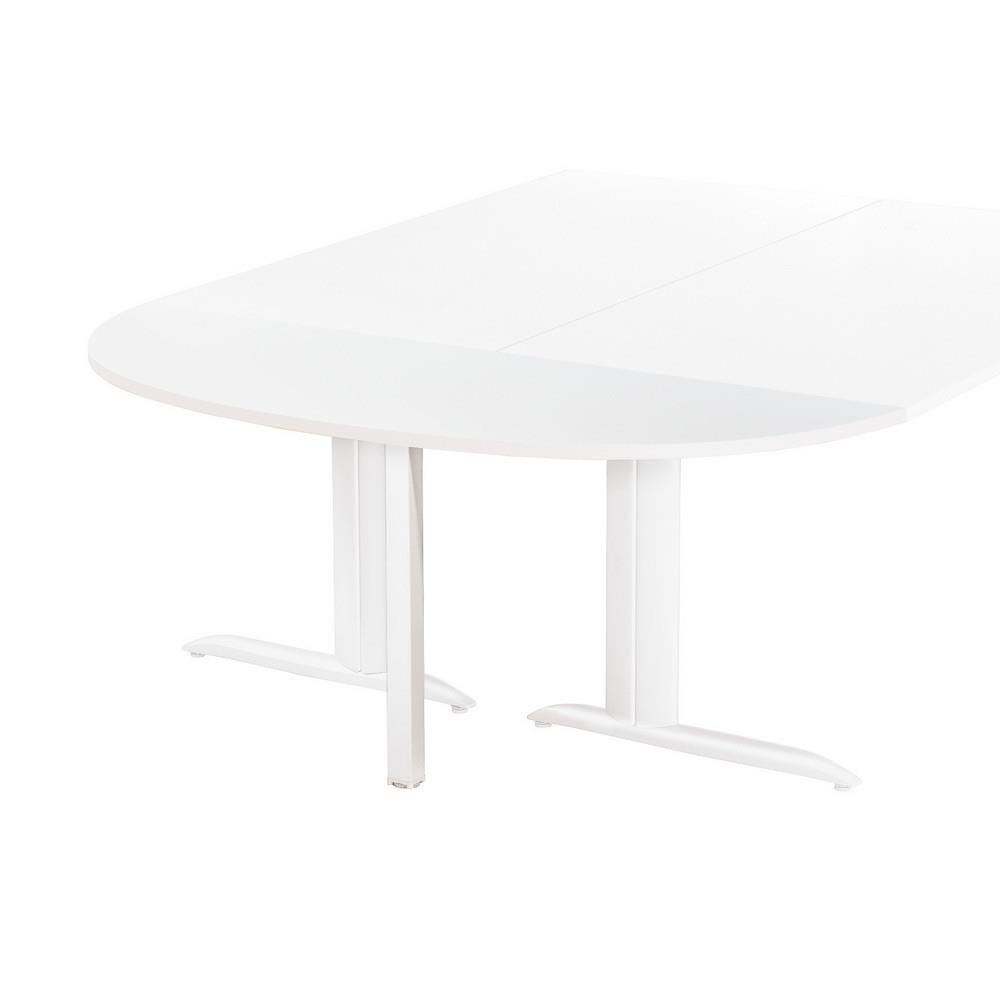Extension Demi-lune Tempo - L 160 x 60 cm - plateau blanc - pied tube carr blanc