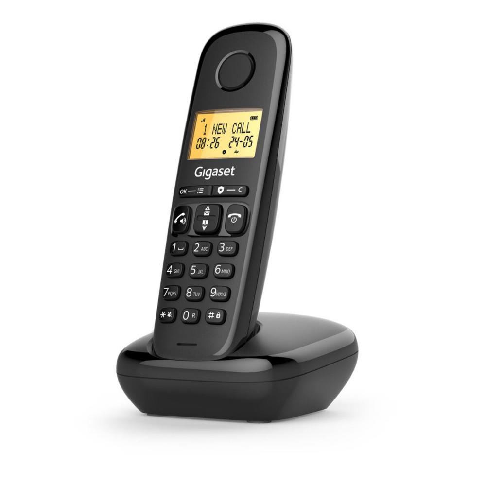 T�l�phone sans fil Gigaset DECT Basic 100 solo - Fonction mains libres - Noir