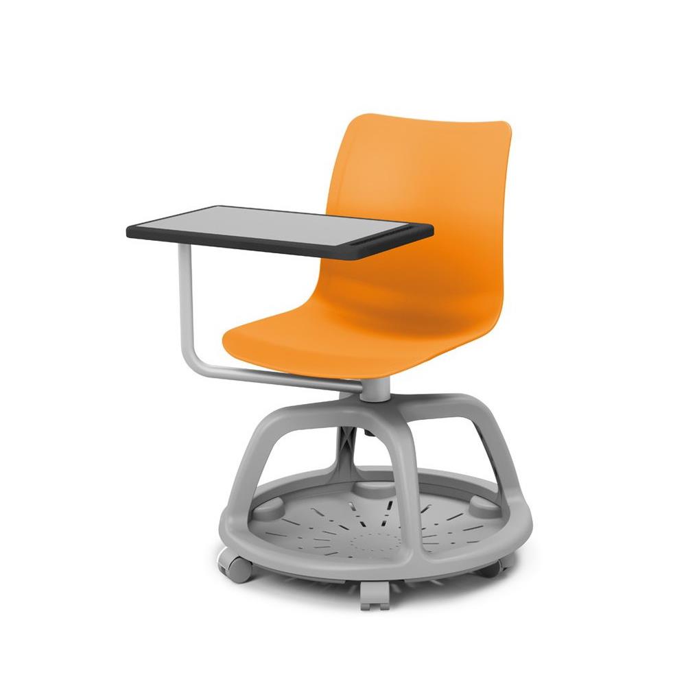 Chaise coque de formation Mlodie sur roulettes avec tablette critoire - Polypropylne Orange