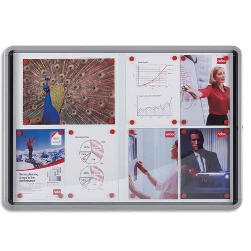 Vitrine d'intrieur Nobo Pacific II  porte coulissante - fond mtal - 8 feuilles A4 - 97, 2 x 69, 2 x 5, 4 cm