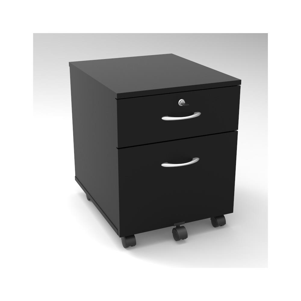 Caisson mobile Bois Kube 2 - noir - 2 tiroirs
