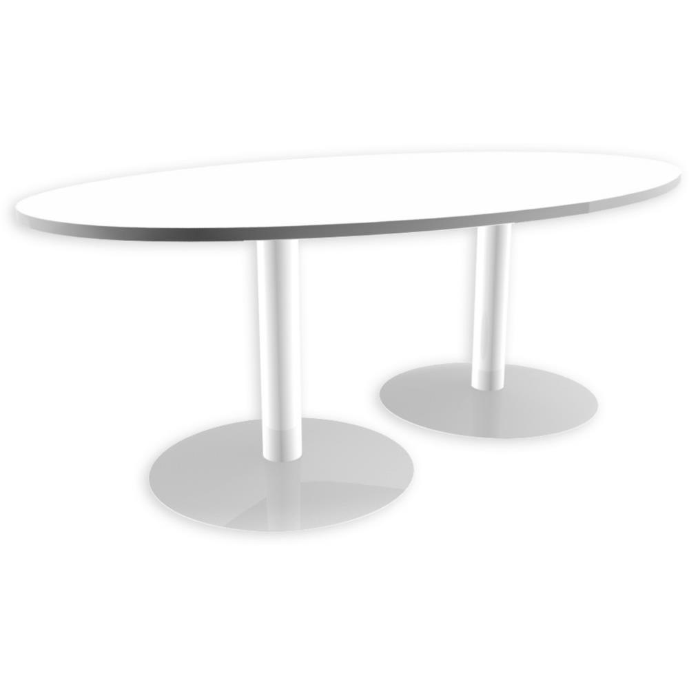 Table de runion ovale - NF Environnement - blanc - pitement tulipe blanc - L200 x P120 cm