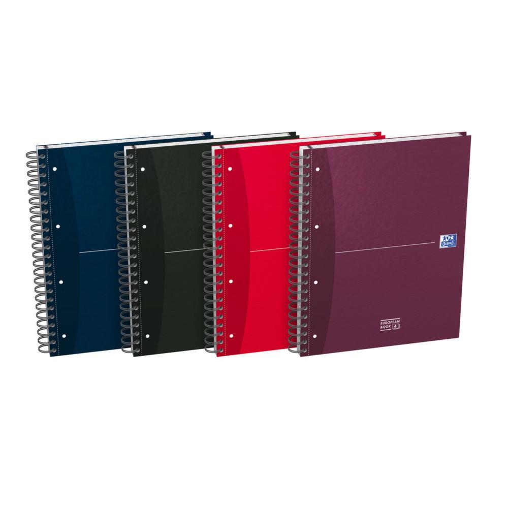 Carnet double spirale Oxford Office Essentials European Book - A4+ - couverture rigide - 240 pages - rglure seys - couleurs assorties - compatible SCRIBZEE