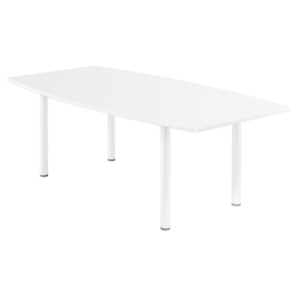Table tonneau Tempo - L 200 x 100 cm - plateau blanc - pied tubulaire blanc