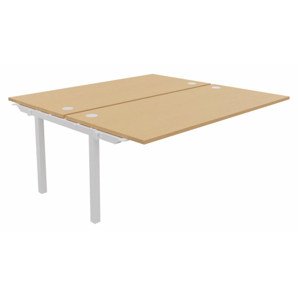 Bureau bench 2 postes Osmose suivant L180 x P163 cm Plateaux Htre Pieds mtal Blanc
