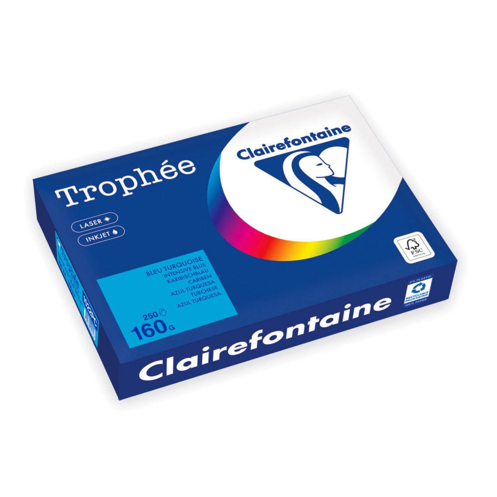 Papier couleur Clairefontaine A4 Trophe Bleu Turquoise 160g - Ramette de 250 feuilles