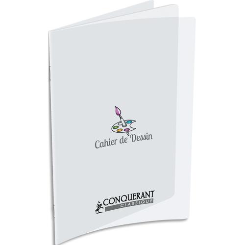 Cahier de dessin Oxford C9 120g, 24x32, 48 pages unies, couverture polypro incolore