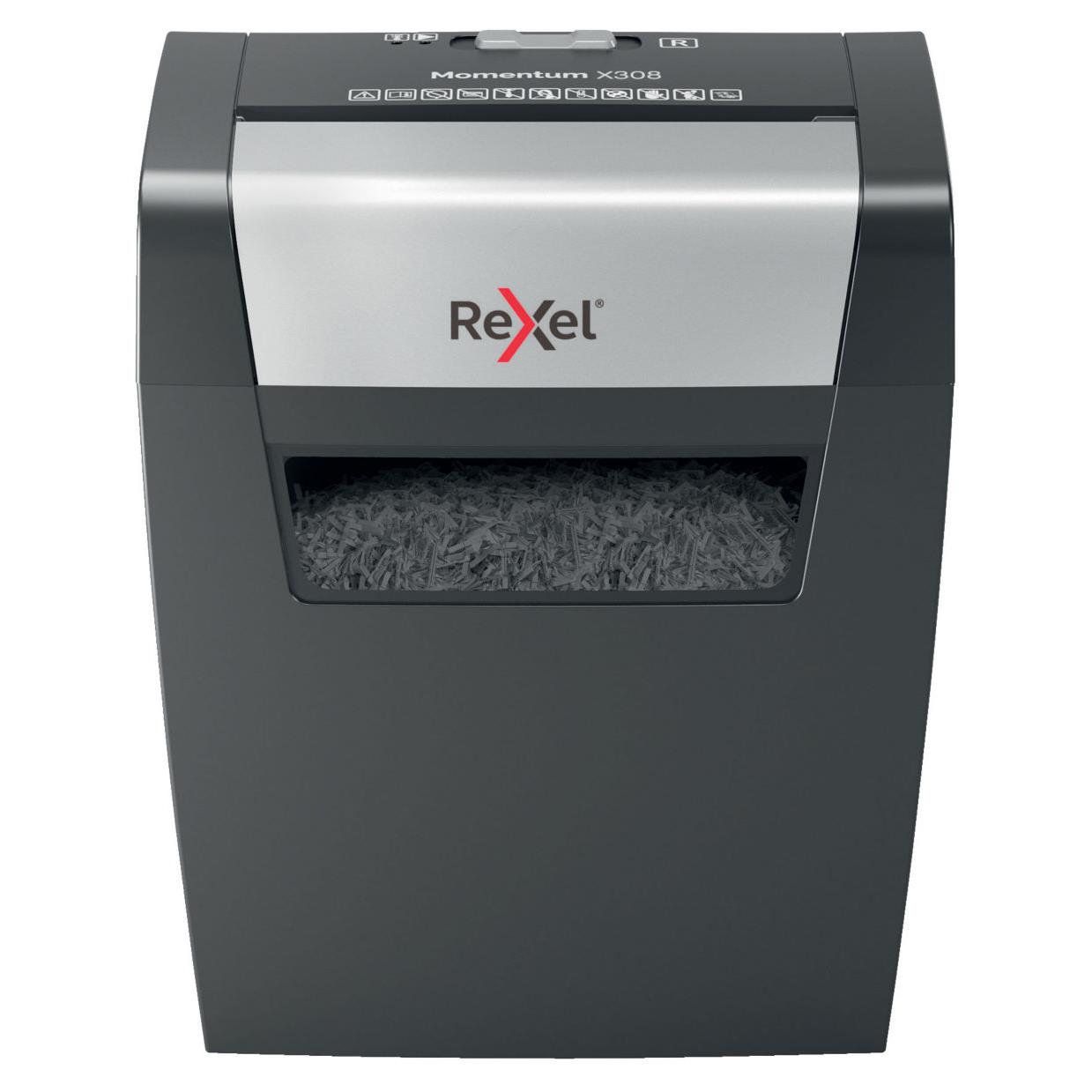 Rexel momentum x308 destructeur de papier dcoupage en particules noir, gris