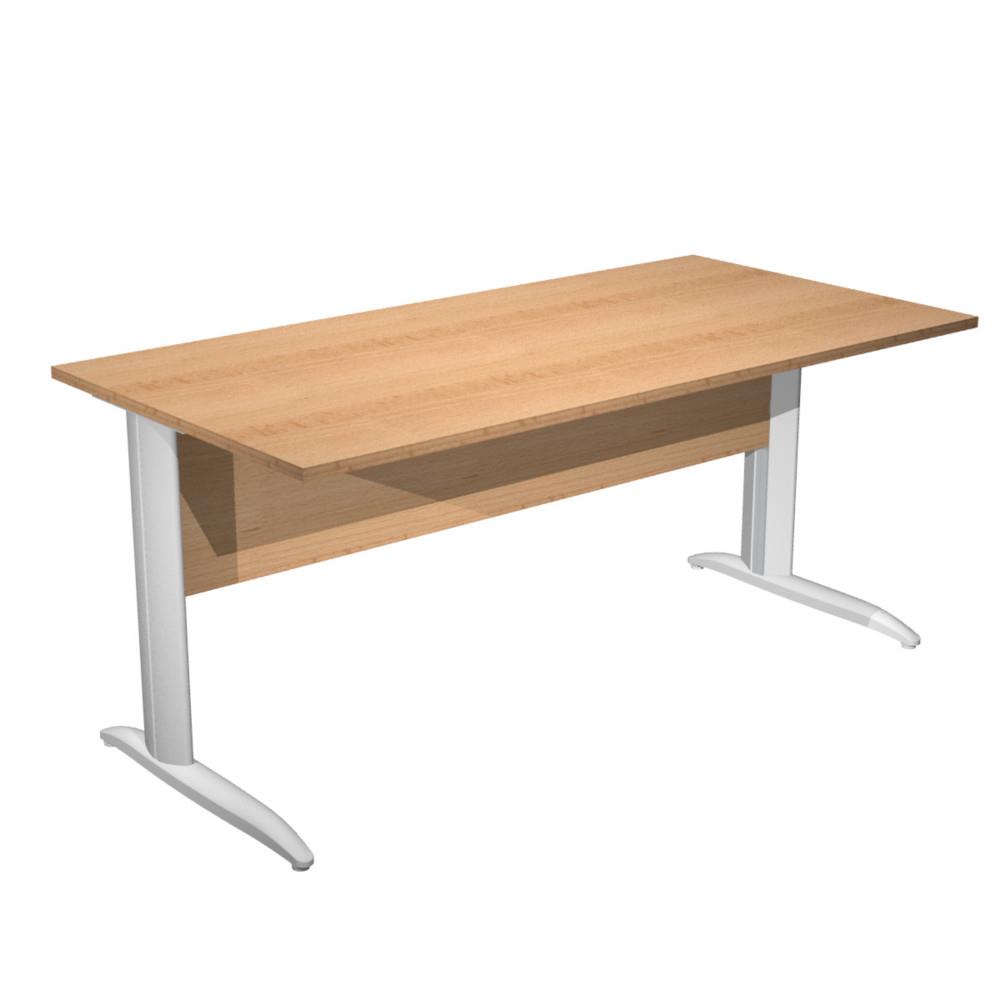 Bureau droit Pulse Mtal - L160 x P80 cm - Plateau Htre - Pieds mtal Aluminium