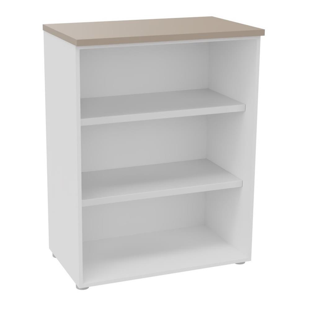 Biblioth�que de bureau NF Environnement - H104 x L 80 x P 48 cm sans portes - Blanc - Top Argile