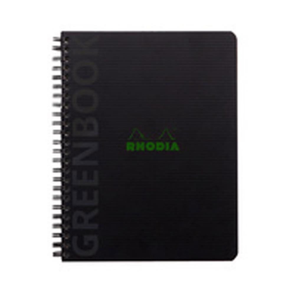 Cahier  spirale Rhodia Rhodiactive Greenbook A5+ 16 x 21 cm - 90g - Perfor 6 trous - Petits carreaux 5x5 - 160 pages