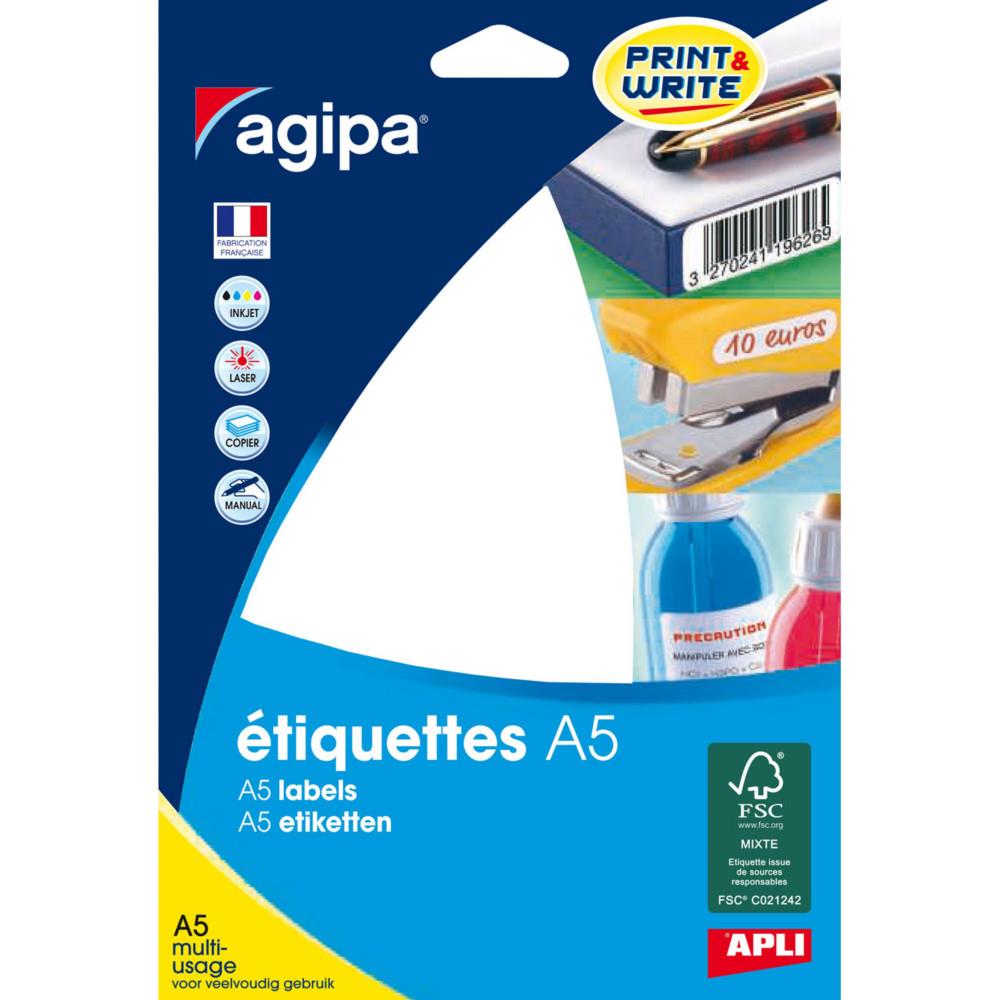 Pastilles adh�sives APLI Agipa Diam�tre 30 mm - 101354 - Pochette A5 de 384 �tiquettes FSC - Blanc