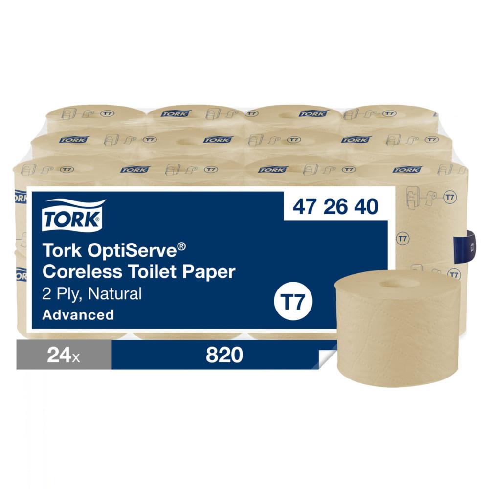 Papier toilette Tork double �paisseur gaufr� marron clair Advanced - 472640 - Lot de 24 rouleaux de 820 feuilles