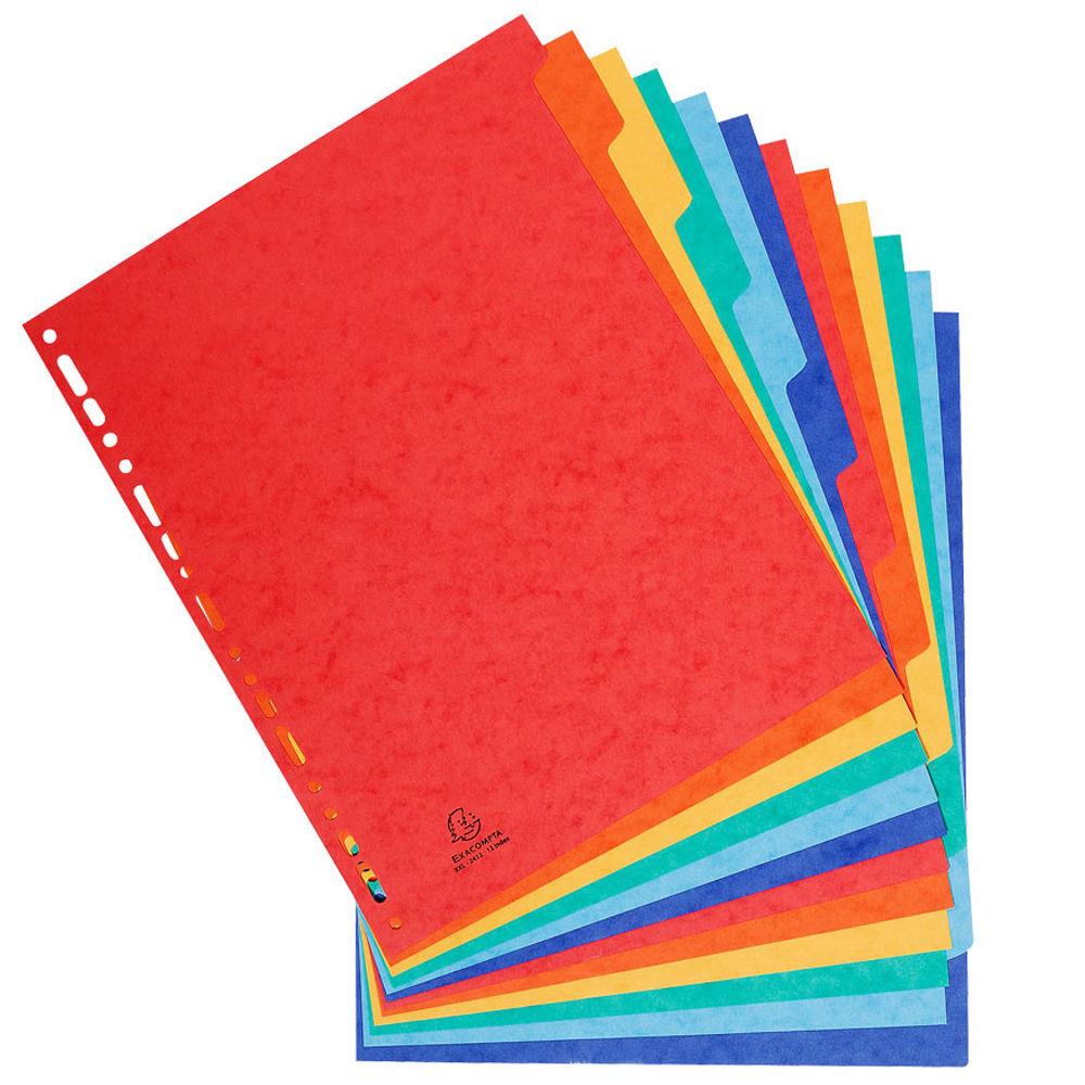 Intercalaires touches neutres Exacompta - carte lustre 400g - A4+ - 12 positions