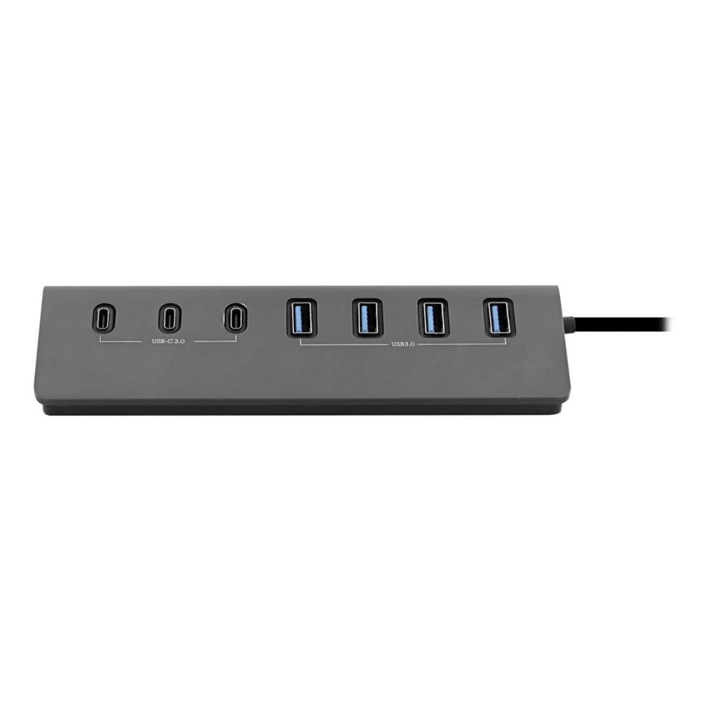 Hub 7en1 TNB USB-A & USB-C 3.0 avec 4x USB-A + 3x USB-C - Vitesse 5 Gbps - Finition Dark aluminium