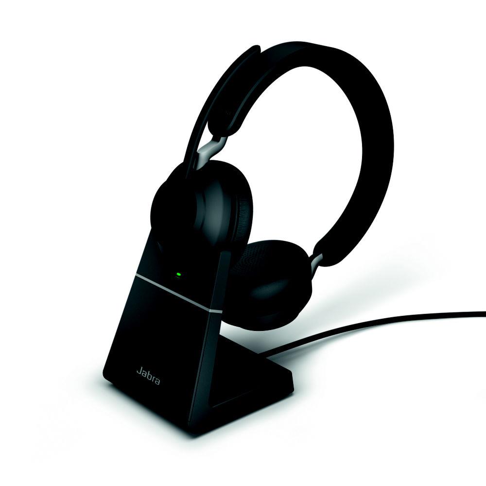 Casque sans fil bluetooth Jabra Evolve2 65 MS Mono + station de recharge - dongle usb-c  - noir