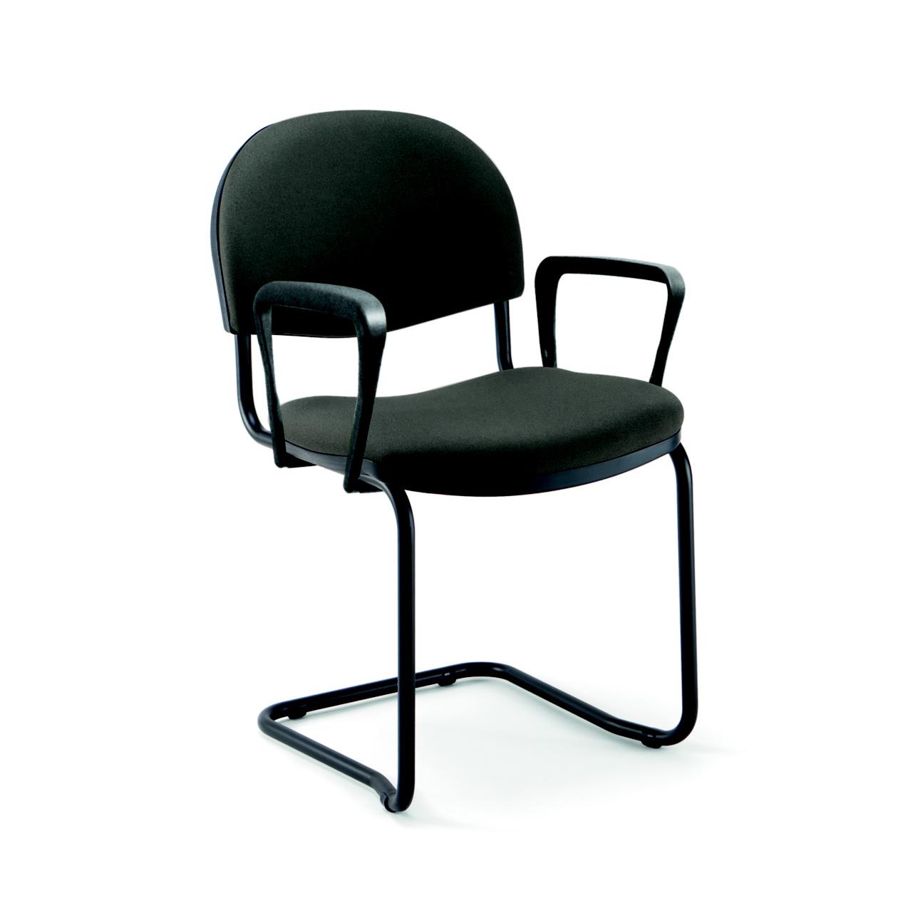 Fauteuil runion et visiteur Xeno - tissu rembourr non feu - anthracite - pieds luge noir