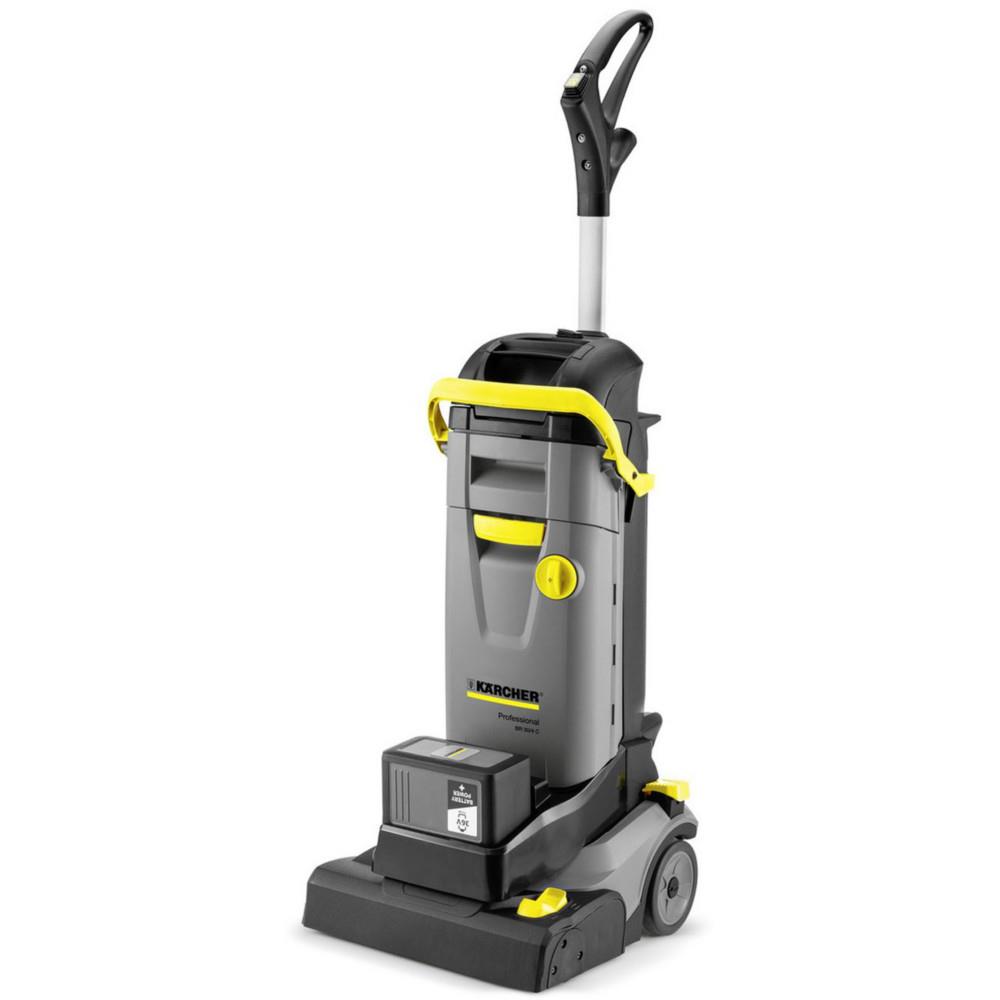 Autolaveuse compacte Karcher sur batterie BR 30/4C - Aspiro-laveur avec rouleau-brosse pour Sols - Noir et jaune