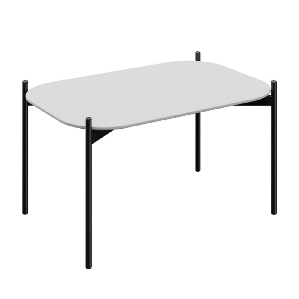 Table basse Danae 75 x 50 cm - Blanc pieds acier Noir