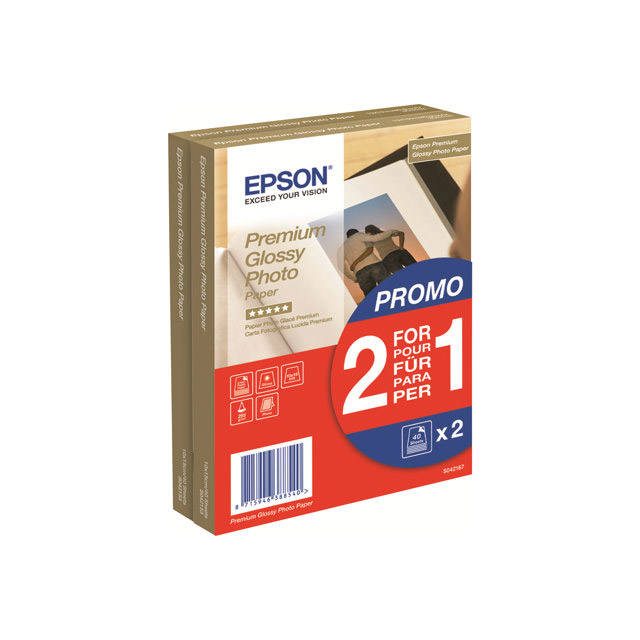 Epson premium glossy photo paper - 10x15cm - 2x 40 feuilles