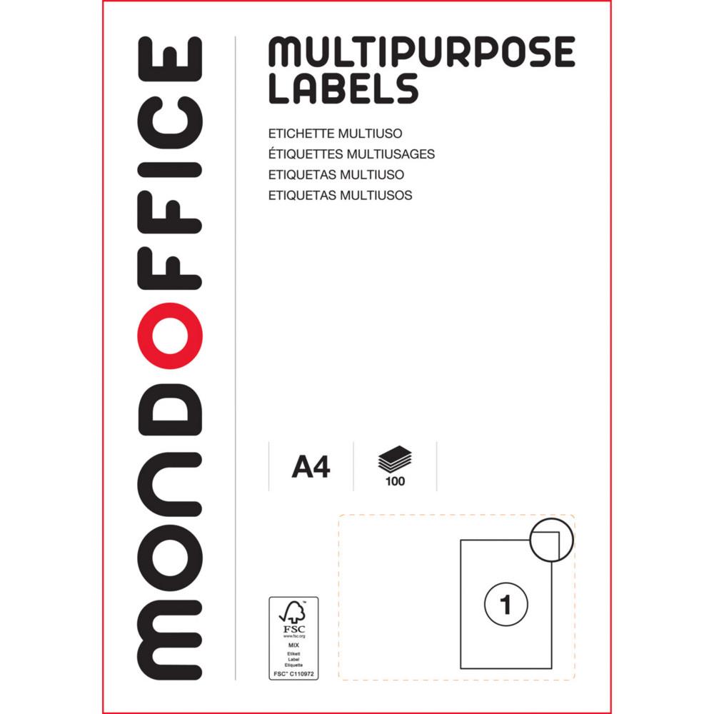 Etiquettes blanches Mondoffice multi-usages 203 x 297 mm - Bords carr�s - Boite de 100