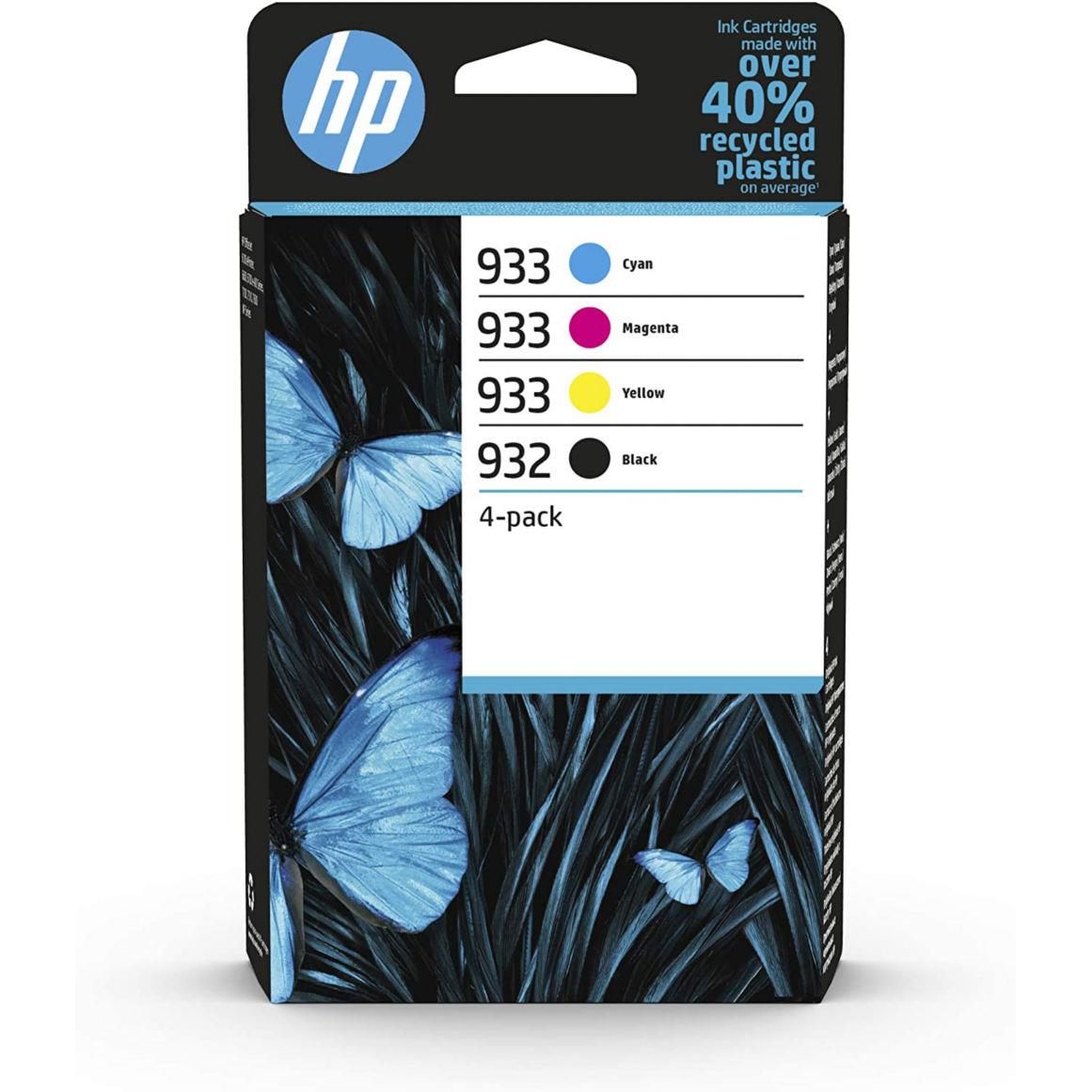 Cartouches pour imprimantes - Hp 932 pack de 4 cartouches d'encre noire/933 pack de 4 cartouches d'encre cyan/magenta/jaune authentiques