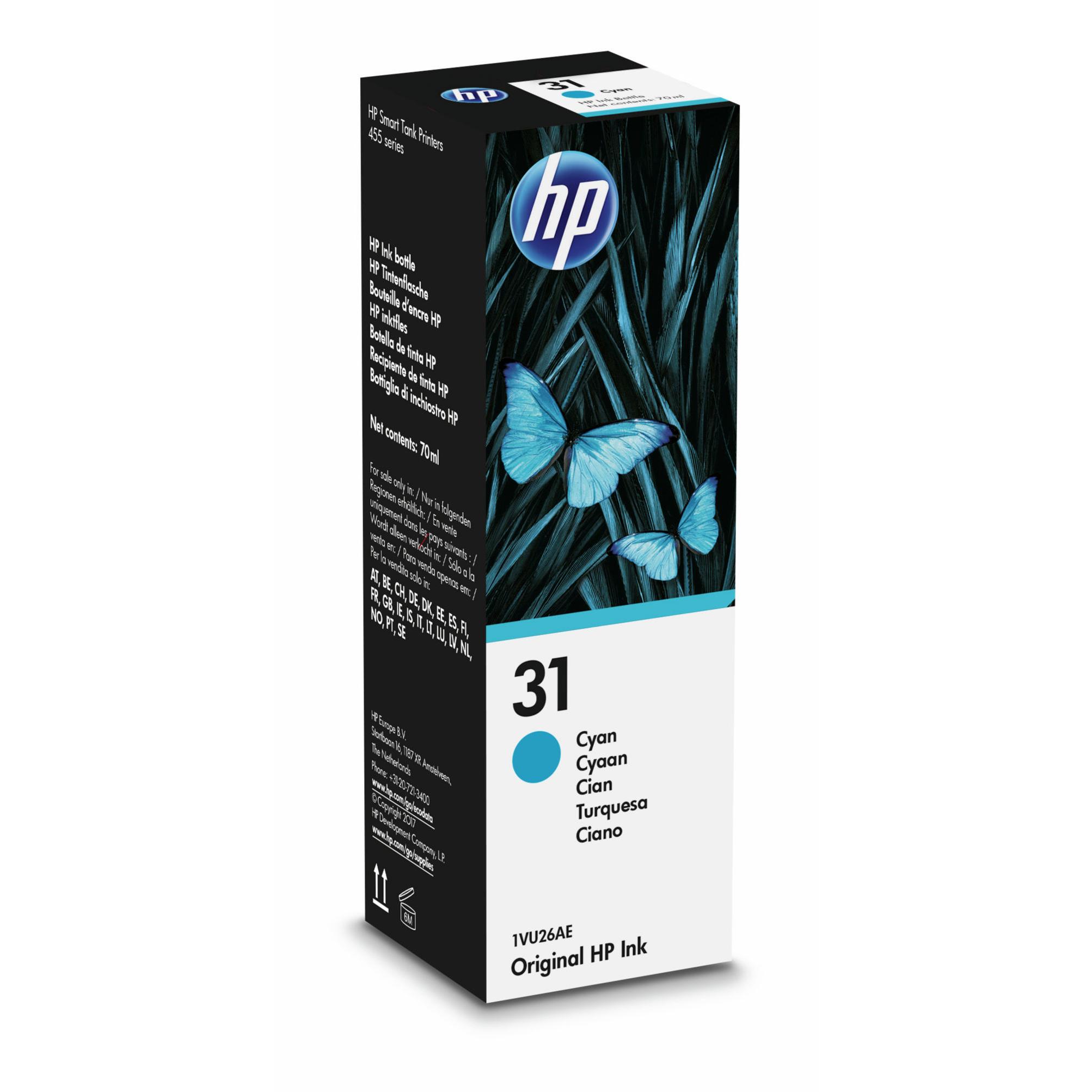 Recharges d'encre pour imprimante - Hp bouteille d'encre cyan authentique 70 ml 31 original