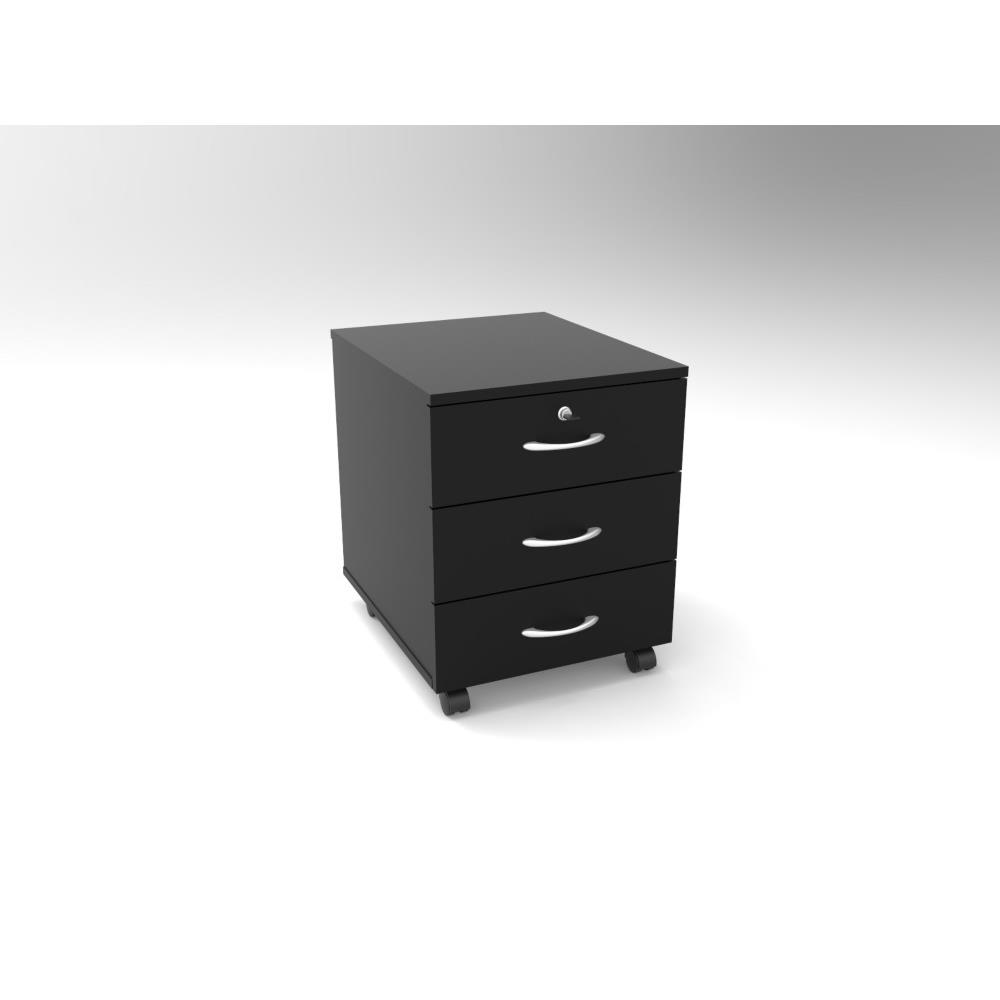 Caisson mobile Bois Kube 2 - noir - 3 tiroirs