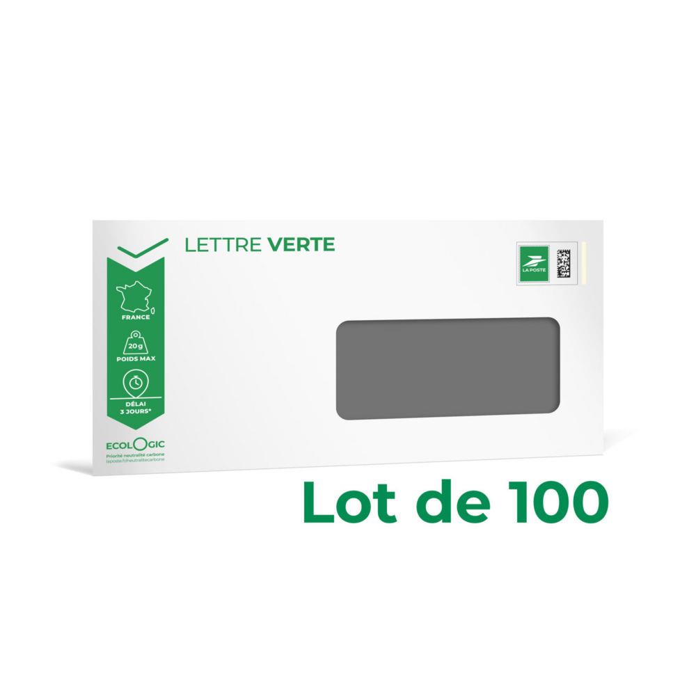 Enveloppe La Poste Pr�t � Poster - Lettre verte 20g - 110 x 220 mm - DL avec fen�tre - Lot de 100