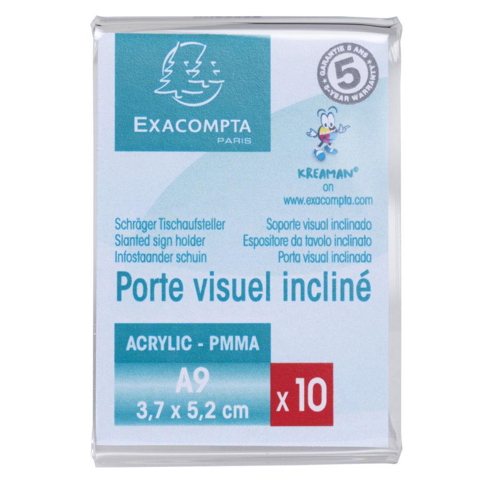 Prsentoir de table vertical inclin de carte de visite A9 Exacompta Cristal - Transparent - Lot de 10