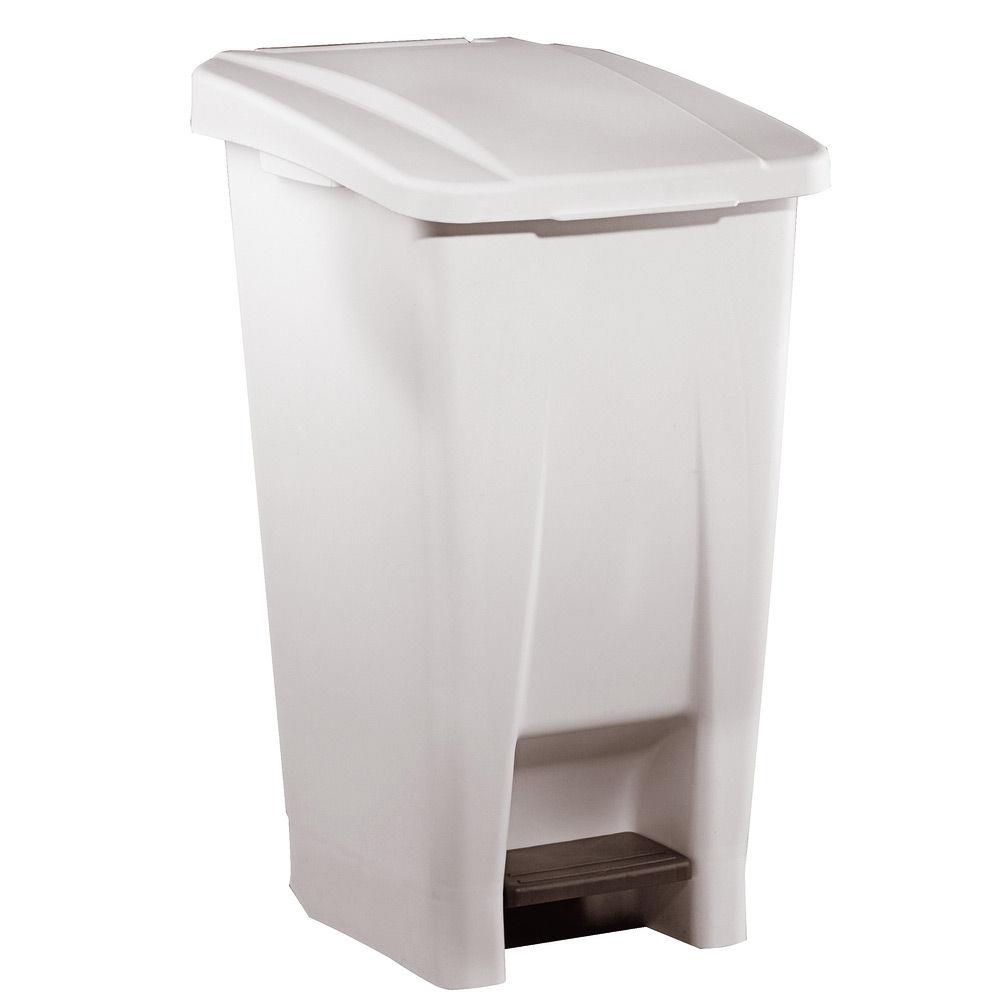 Poubelle mobile standard  pdale - plastique blanc - 60 L